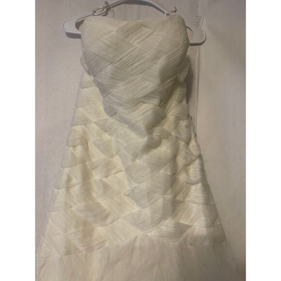 Galina Signature Ivory Size 12 Style SWG523 Wedding Gown Basket Woven Bodice - Picture 6 of 11